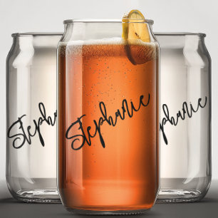 Monogram Script Name Personalized Can Glass