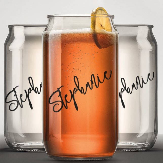 Monogram Script Name Personalized  Can Glass (Creator Uploaded)