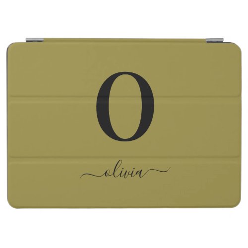 Monogram Script Name Personalized Gold And Black iPad Air Cover