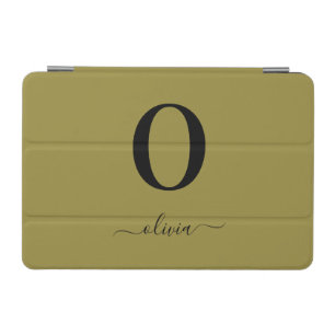 Monogram Script Name Personalized Gold And Black iPad Mini Cover
