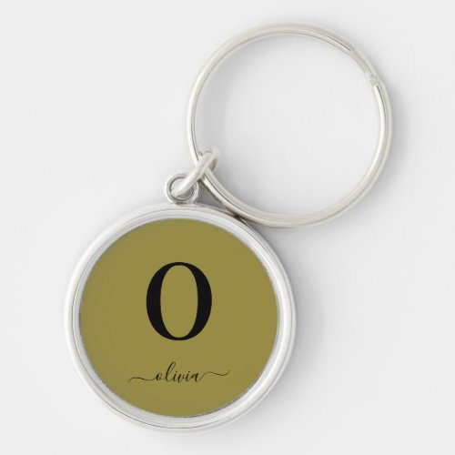 Monogram Script Name Personalized Gold And Black Keychain