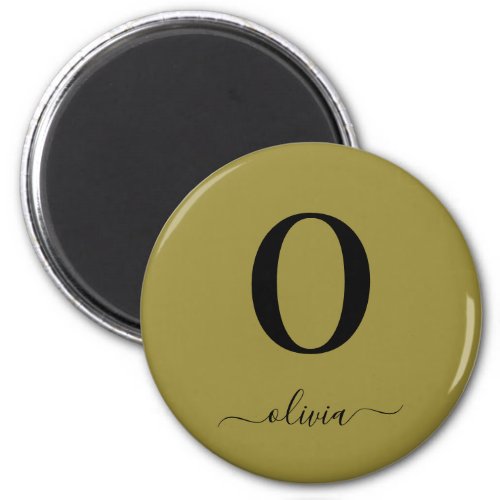 Monogram Script Name Personalized Gold And Black Magnet