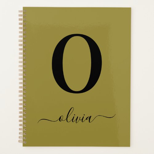 Monogram Script Name Personalized Gold And Black Planner