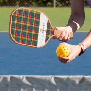 Monogram Script Name Plaid Clan Buchanan Tartan Pickleball Paddle