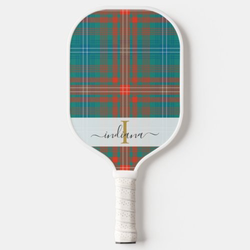 Monogram Script Name Plaid Clan Wilson Tartan Pickleball Paddle