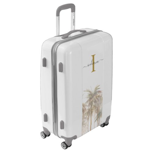 Monogram Script Palm Trees Tropical Vacation Luggage