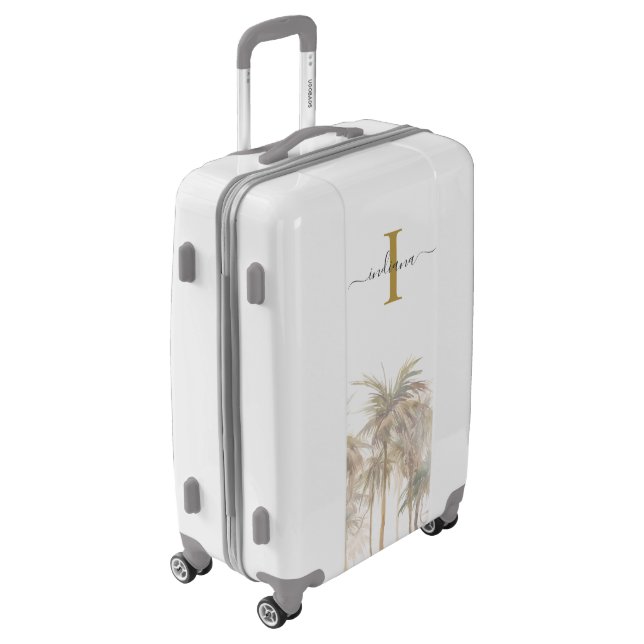 Monogram Script Palm Trees Tropical Vacation Luggage (Rotated Left)