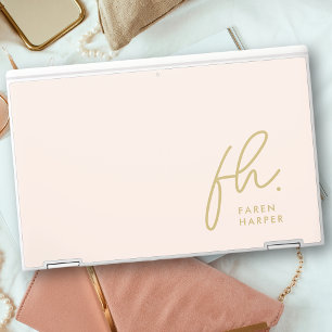 Monogram Script Personalized Pink Gold Initials HP Laptop Skin