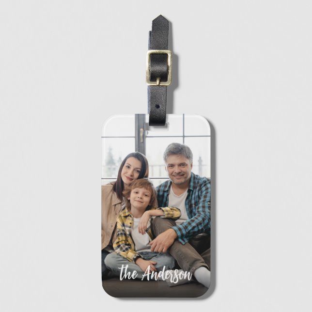 Monogram Script Photo Luggage Tag (Front Vertical)