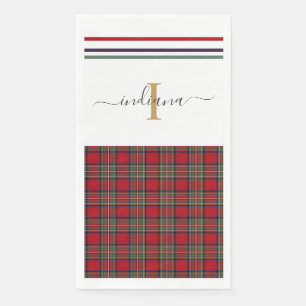 Monogram Script Plaid Clan Stewart Rustic Tartan Paper Guest Towels