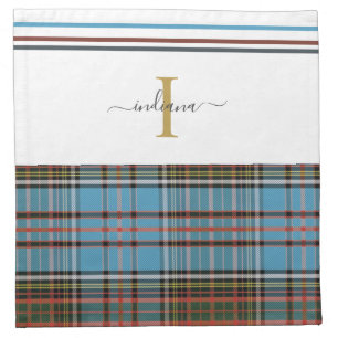 Monogram Script Plaid Tartan Clan Anderson Check Cloth Napkin