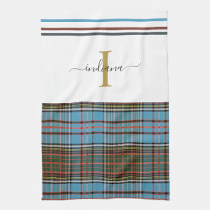 Monogram Script Plaid Tartan Clan Anderson Check Kitchen Towel