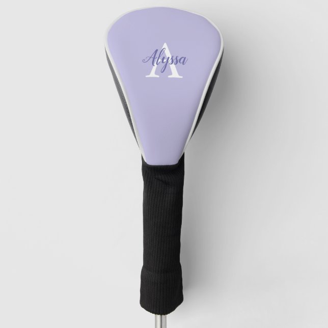 Monogram Script Purple Lavender Driver Golf Head Cover (Front)
