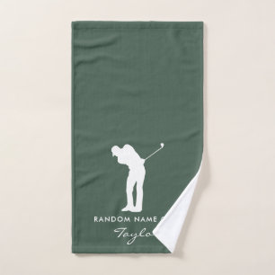 Monogram Script Sage Green Club Name Personalized Hand Towel