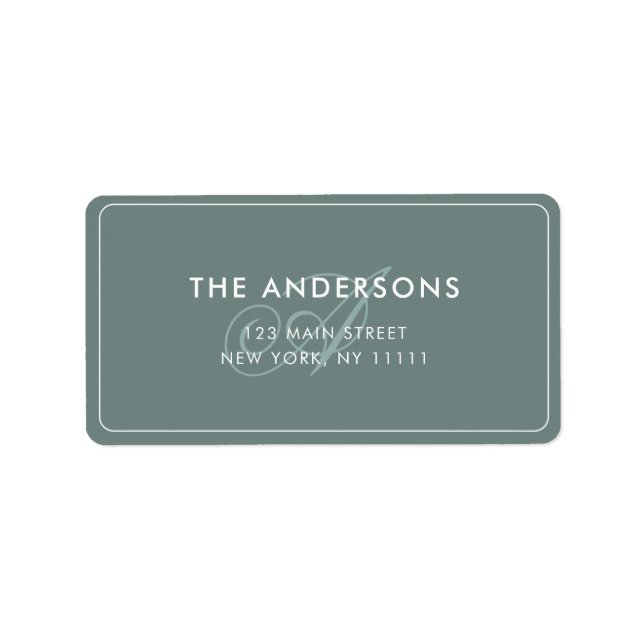 Monogram Script Sage Green Return Address Label (Front)