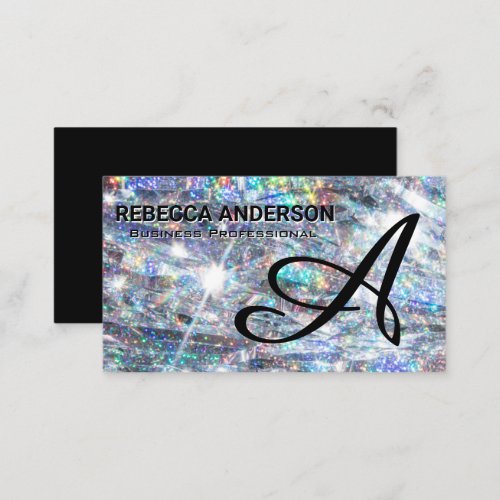 Monogram Script  Shiny Glitter Background Business Card