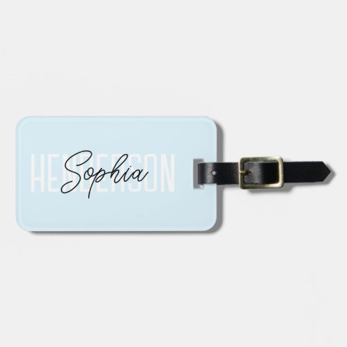 Monogram Script Signature Pastel Blue Luggage Tag