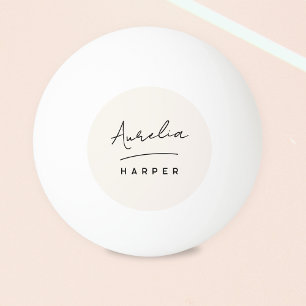 Monogram Script Simple Minimal Personalized Name Ping Pong Ball