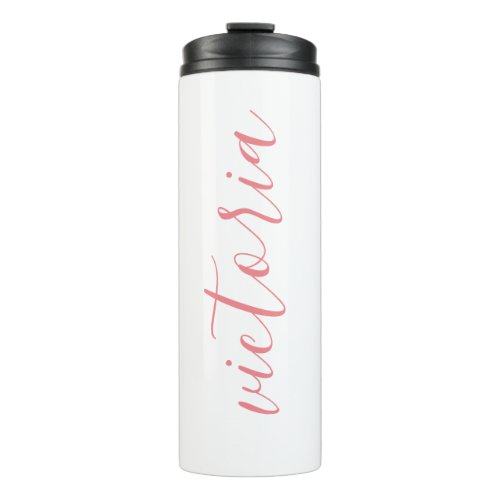 Monogram Script Thermal Tumbler  White  Pink