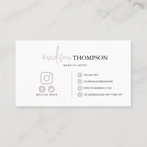 Monogram Script Typography Pale Lavender QR Code Business Card