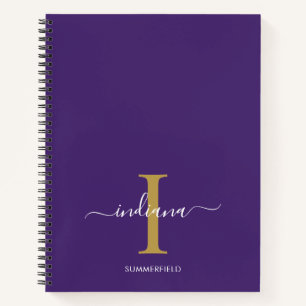 Monogram Script Typography Purple Custom Notebook