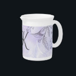 Monogram Script White Gray Purple Floral  Beverage Pitcher<br><div class="desc">Monogram this beautiful white,  gray and purple floral porcelain beverage pitcher. See our matching coffee mugs and other kitchen products.</div>