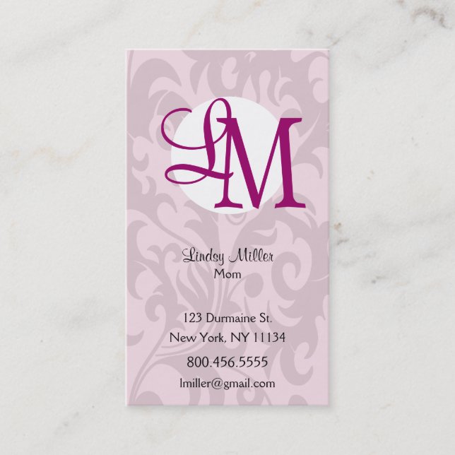 Monogram Scroll Calling Card (Front)