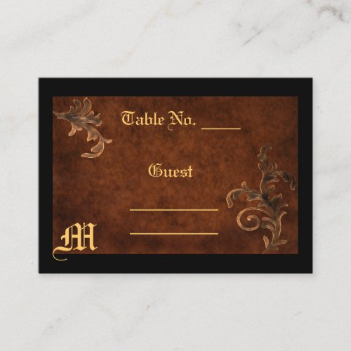 Monogram Scroll Leaf Table Setting PlaceCard Business Card Templates