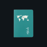 Monogram Sea green Elegant Modern Minimal Travel Passport Holder<br><div class="desc">Travel in style with this personalized passport holder featuring a modern minimalist monogram design on an elegant aqua sea green background, accented with a white custom name and subtle world map detail. This sleek passport cover adds a refined touch while keeping your travel essential protected. Perfect as a custom travel...</div>