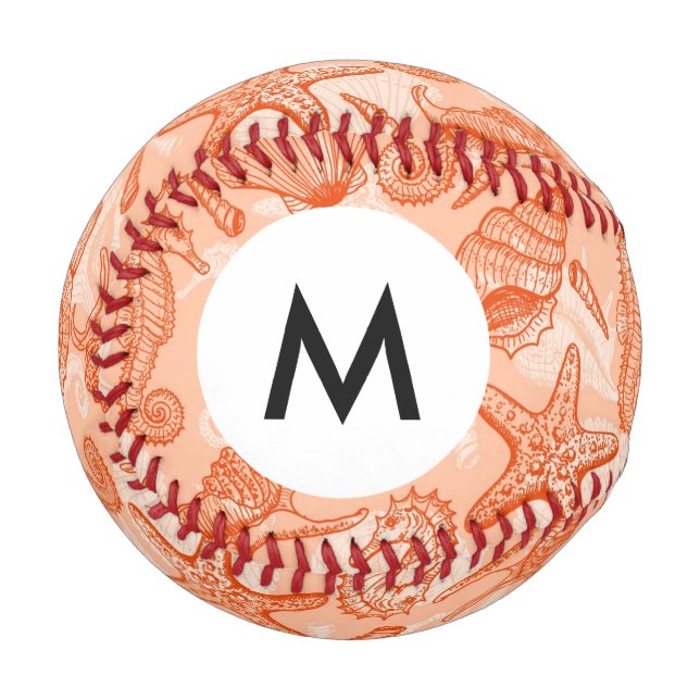 Monogram Sea hand drawn pattern Baseball (Front Left)