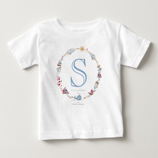 Monogram Sea Whale | Baby Boy | T-shirt (Front)