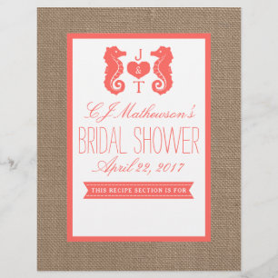 Monogram Seahorse Bridal Shower Recipe Divider