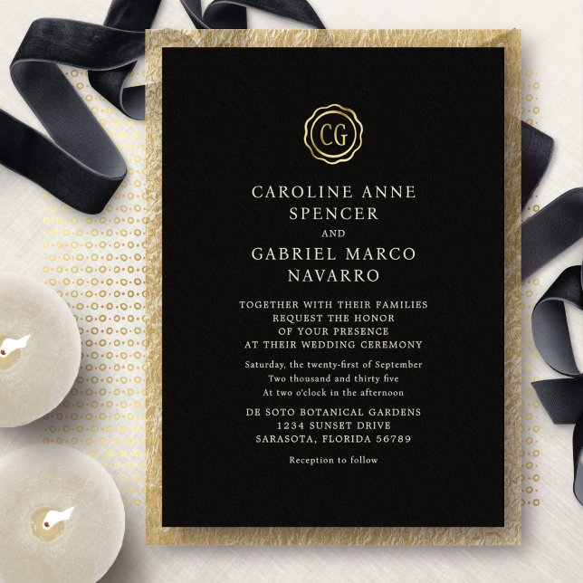 Monogram Seal Traditional Wedding Foil Invitation (Creator Uploaded)