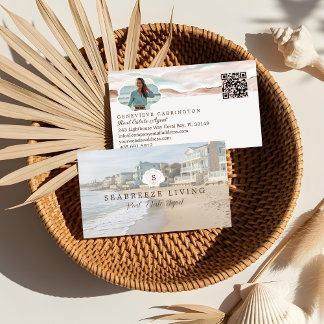 Monogram Seashell Properties Photo Real Estate Business Card