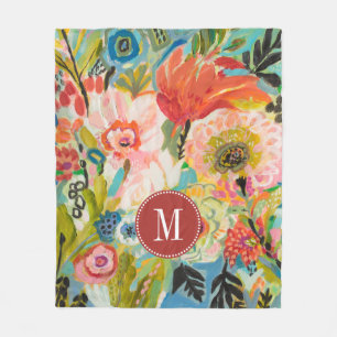 Monogram Secret Garden Floral III Fleece Blanket