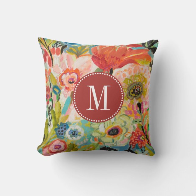 Monogram | Secret Garden Floral III Throw Pillow (Front)