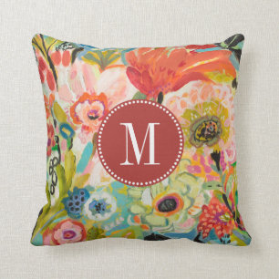 Monogram   Secret Garden Floral III Throw Pillow