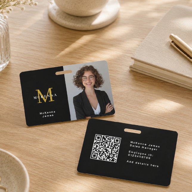 Monogram Securtiy Id Name Tag QR Code Badge (Creator Uploaded)
