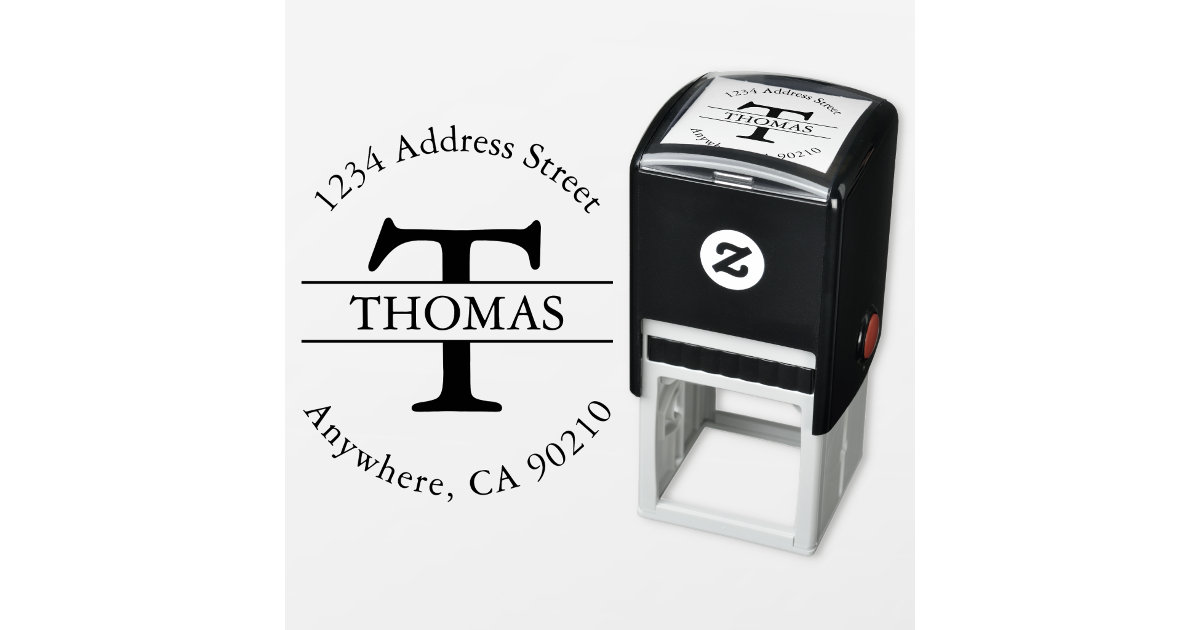 Monogram Self-Inking Return Address Rubber Stamp