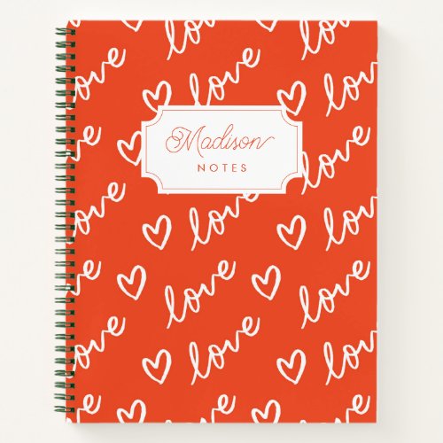 Monogram Self Love Red Heart Notebook