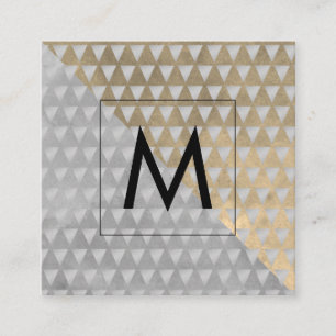 Monogram Sepia Gray Color Blocks Geometric Tri Square Business Card