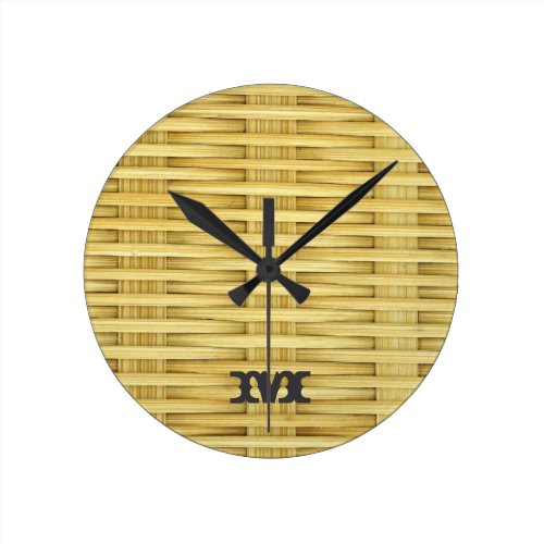 Monogram Series: Light Rustic Seagrass Basketweave Round Clock