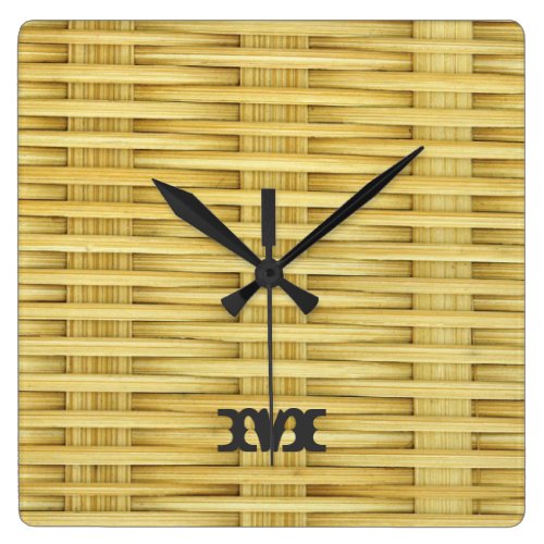 Monogram Series: Light Rustic Seagrass Basketweave Square Wall Clock