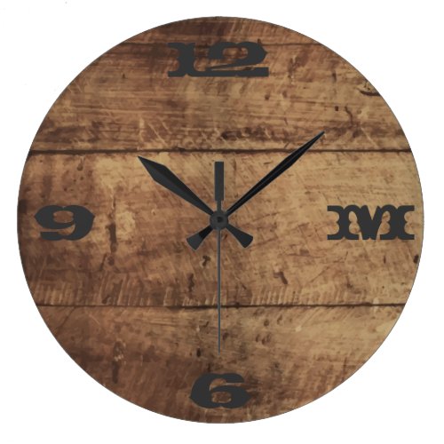 Monogram Series: Rustic Wood Panel Large Clock