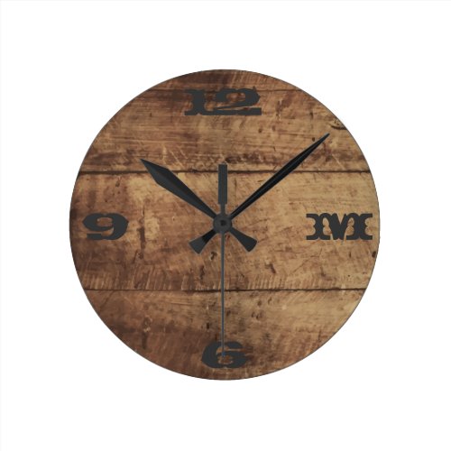 Monogram Series: Rustic Wood Panel Round Clock