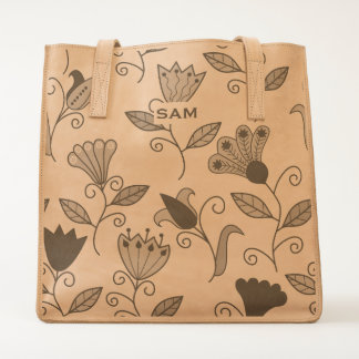 Monogram Series: Tulips. Flowers. Floral Pattern. Tote