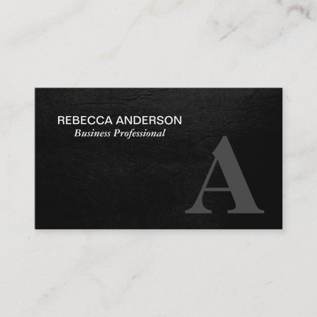 Monogram Serif Gray, Black Business Card (Front)