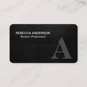 Monogram Serif Gray, Black Business Card