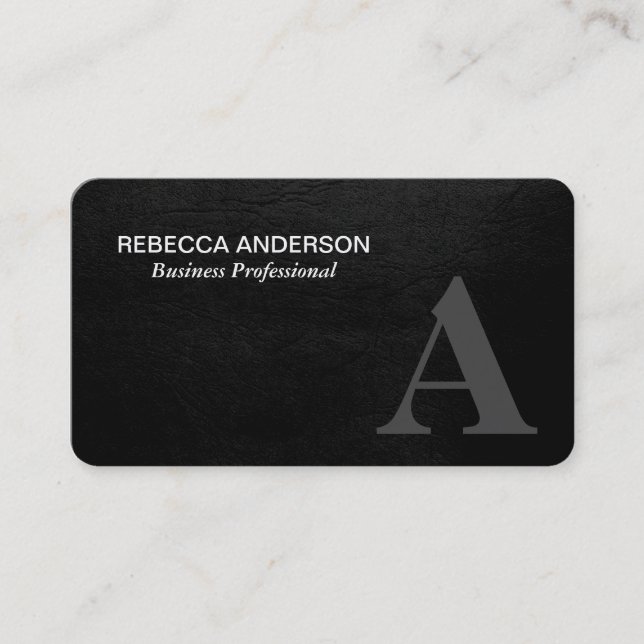 Monogram Serif Gray, Black Business Card (Front)