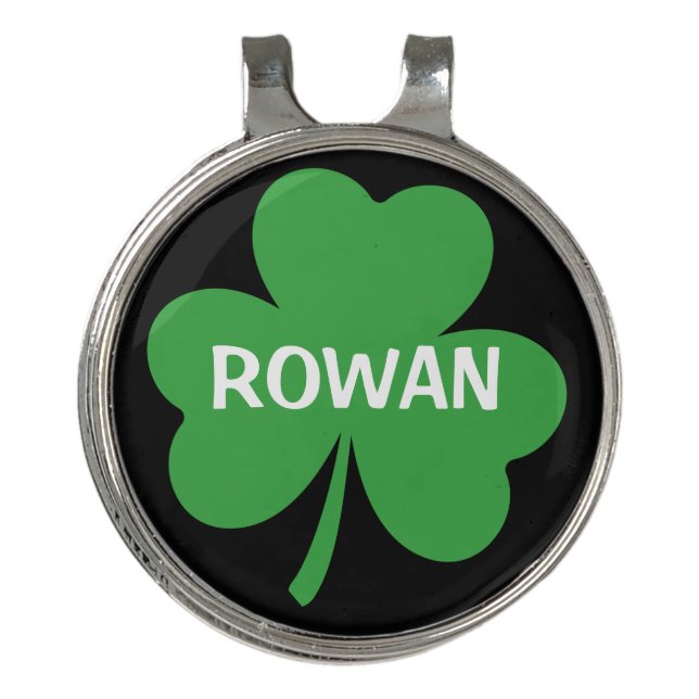 Monogram Shamrock Clover Golf Hat Clip (Front)